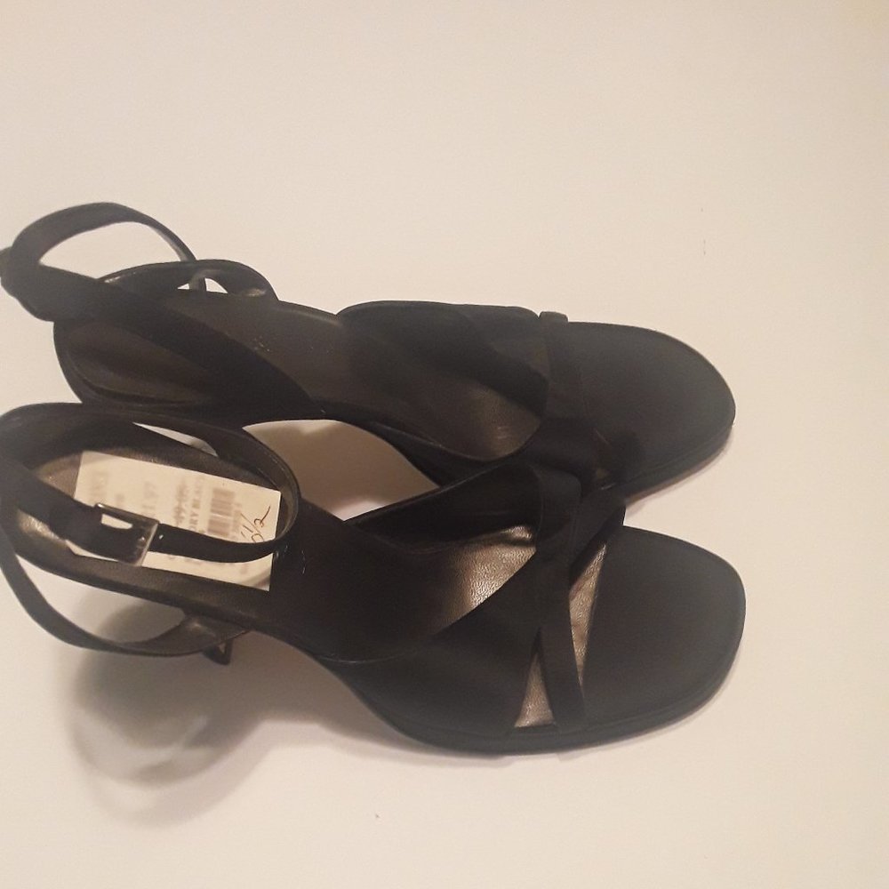 Sam & Libby Black Satin Dress Sandals